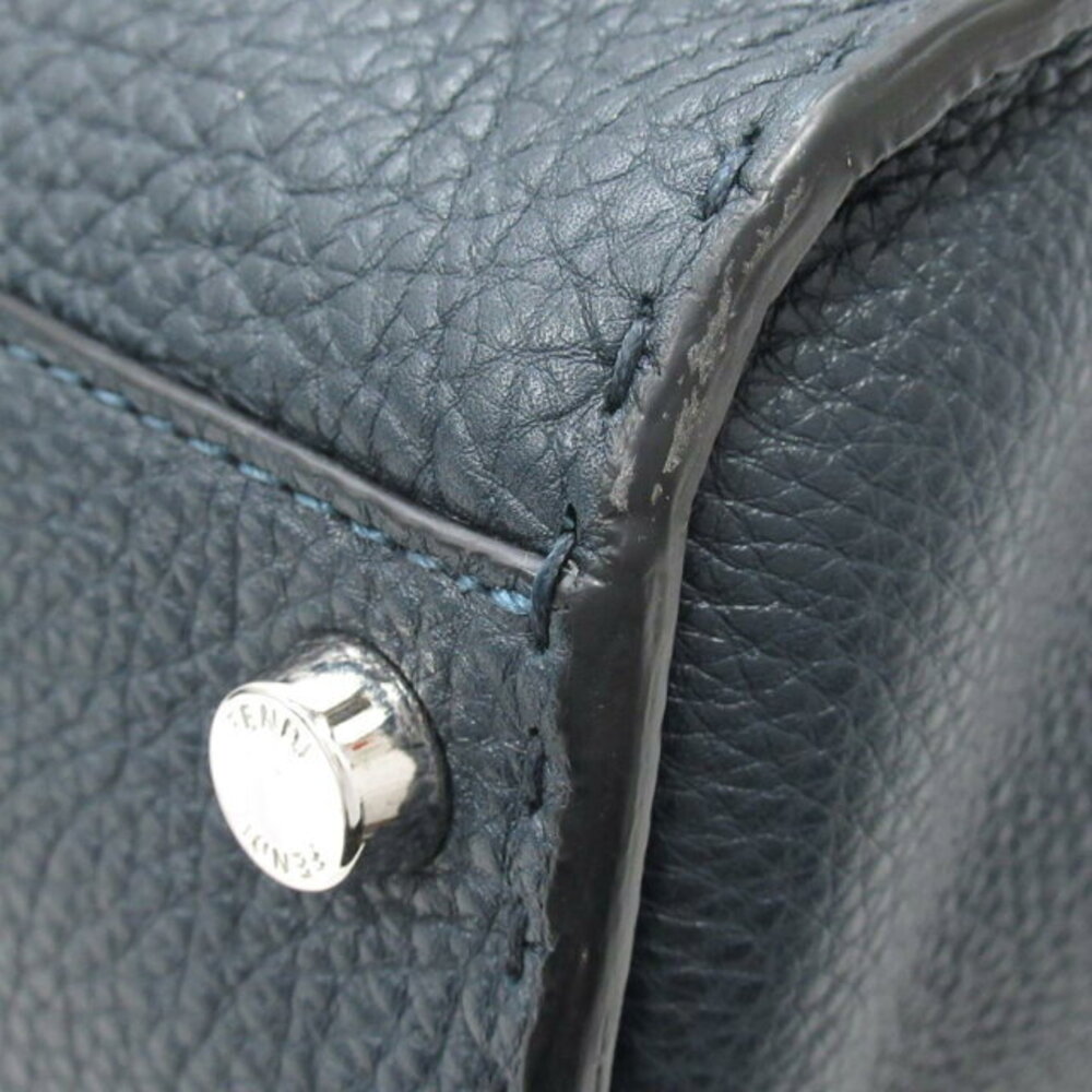 Fendi Peekaboo Handbag Leather Navy Blue Bag Business Work - Picture 6 of 10